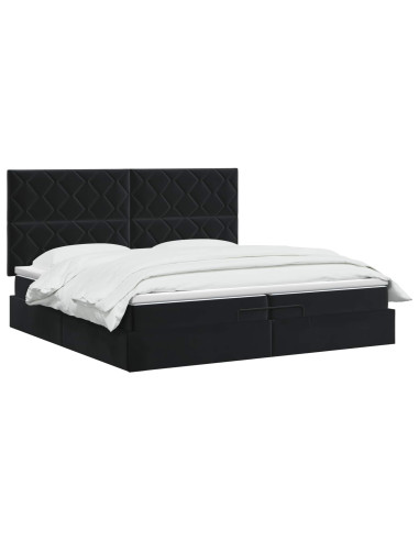 Letto ottomano con materasso Nero 200 x 200 cm Velluto