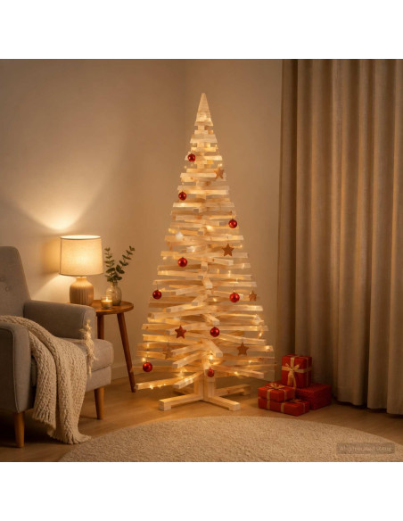 Albero di Natale in legno KOTKA 150 cm Legno Massello di Pino