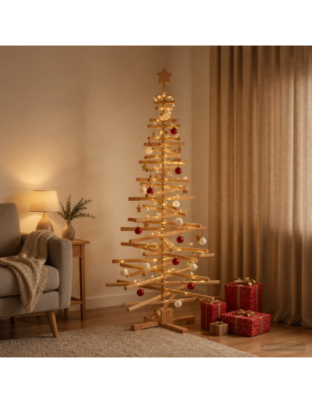 Albero di Natale in legno KOTKA 180 cm Legno Massello di Pino