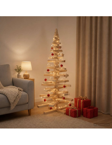 Albero di Natale in legno KOTKA 120 cm Legno Massello di Pino