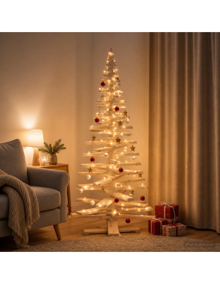Albero di Natale in legno KOTKA 180 cm Legno Massello di Pino