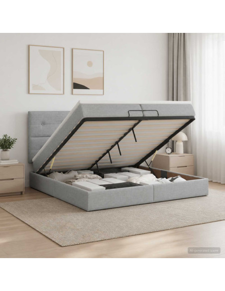 Letto Ottomano con Materasso e LED Grigio Chiaro 200 x 200 cm
