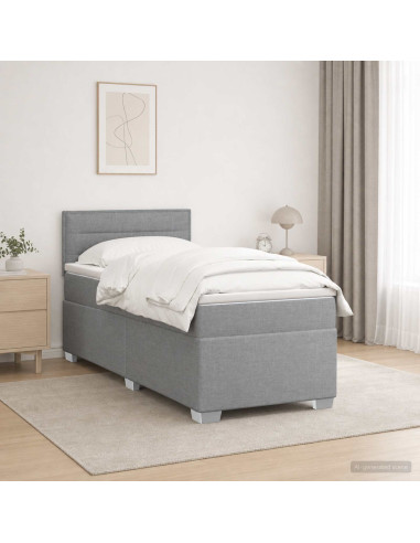 Letto box spring con materasso Grigio Chiaro 100 x 200 cm