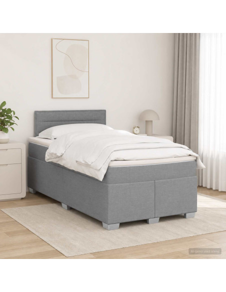 Letto box spring con materasso Grigio Chiaro 120 x 190 cm