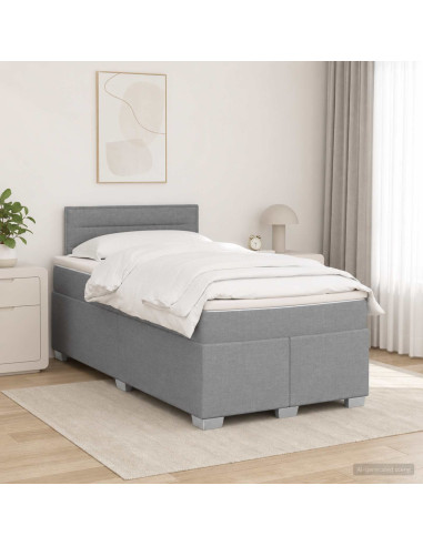 Letto box spring con materasso Grigio Chiaro 120 x 200 cm