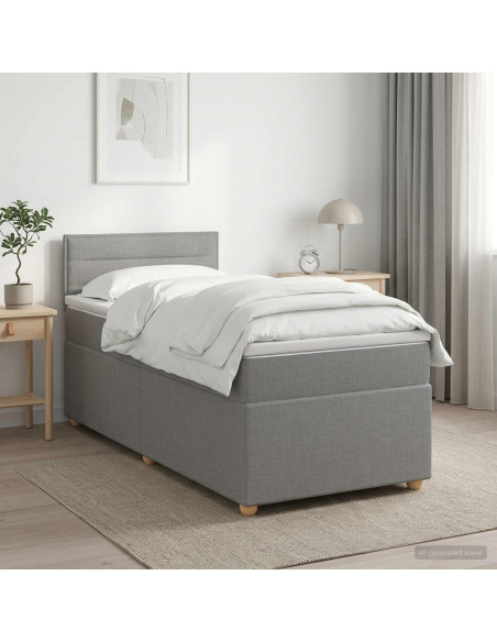 Letto box spring con materasso Grigio Chiaro 100 x 200 cm