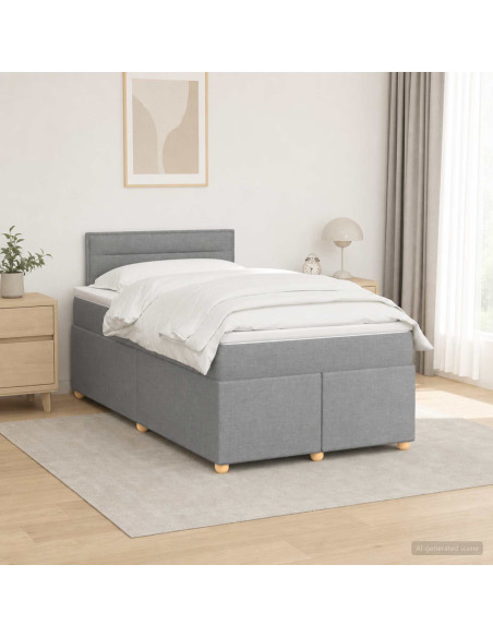 Letto box spring con materasso Grigio Chiaro 120 x 190 cm