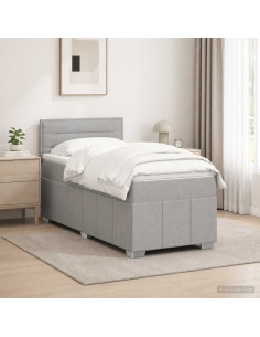 Letto box spring con materasso Grigio Chiaro 100 x 200 cm