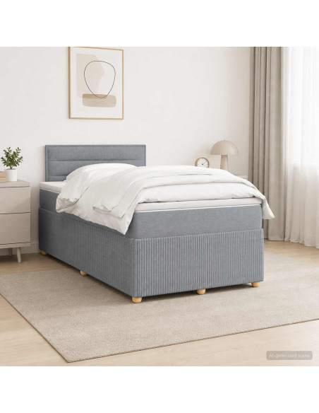 Letto box spring con materasso Grigio Chiaro 120 x 200 cm