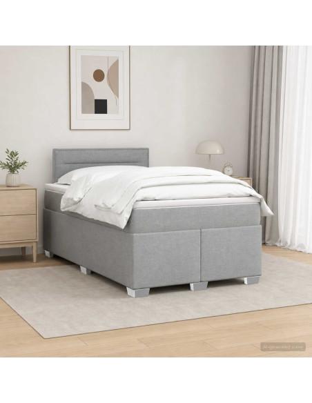 Letto con Box Spring, Materasso e LED Grigio Chiaro Tessuto