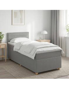 Letto box spring con materasso Grigio Chiaro 100 x 200 cm