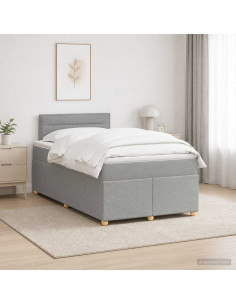 Letto box spring con materasso Grigio Chiaro 120 x 190 cm