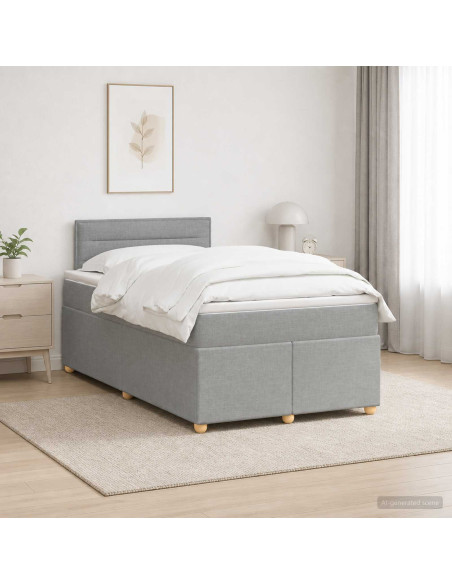 Letto box spring con materasso Grigio Chiaro 120 x 190 cm