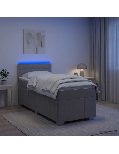 Letto box spring con materasso Grigio Chiaro 100 x 200 cm
