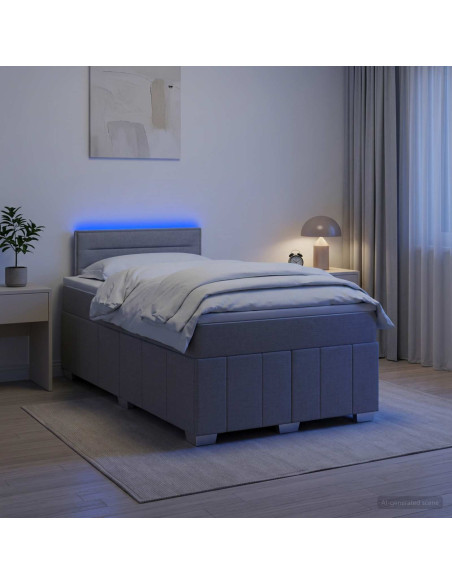 Letto box spring con materasso Grigio Chiaro 120 x 190 cm