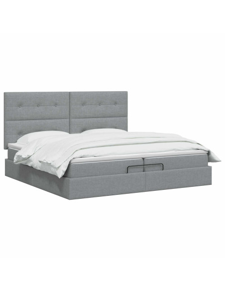Letto Ottomano con Materasso e LED Grigio Chiaro 200 x 200 cm