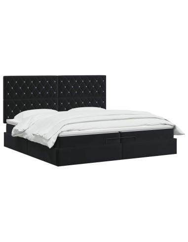 Letto Ottomano con Materasso e LED Nero 200 x 200 cm Velluto