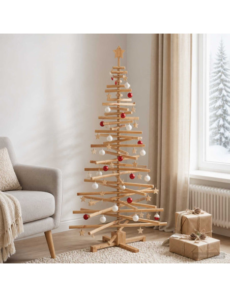 Albero di Natale in legno KOTKA 180 cm Legno Massello di Pino