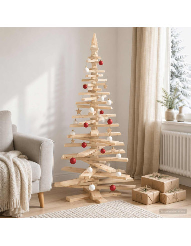 Albero di Natale in legno KOTKA 180 cm Legno Massello di Pino