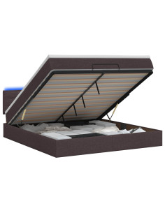 Letto Ottomano con Materasso e LED Marrone Scuro 180 x 200 cm