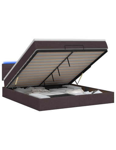 Letto Ottomano con Materasso e LED Marrone Scuro 180 x 200 cm