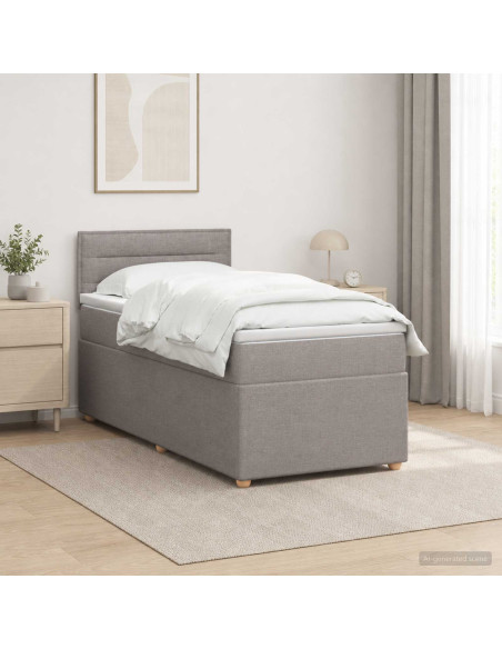 Letto box spring con materasso Tortora 90 x 190 cm Tessuto