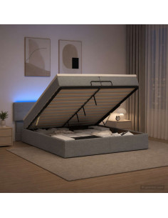 Letto Ottomano con Materasso e LED Grigio Chiaro 200 x 200 cm