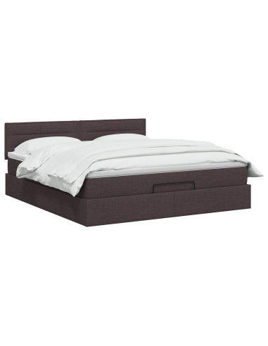 Letto Ottomano con Materasso e LED Marrone Scuro 180 x 200 cm