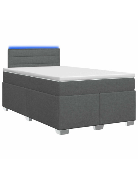 Letto con Box Spring, Materasso e LED Grigio Scuro 120 x 200 cm
