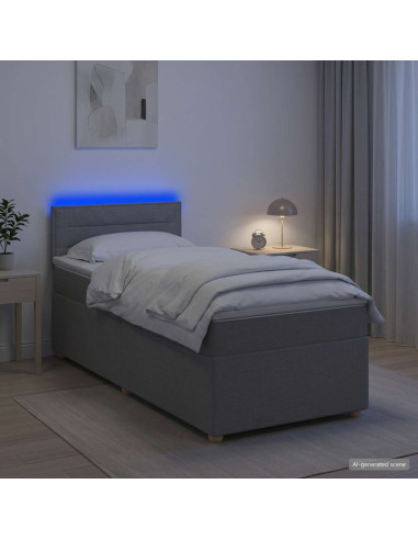 Letto box spring con materasso Grigio Chiaro 100 x 200 cm