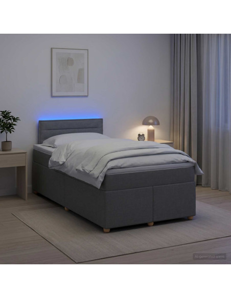 Letto box spring con materasso Grigio Chiaro 120 x 200 cm