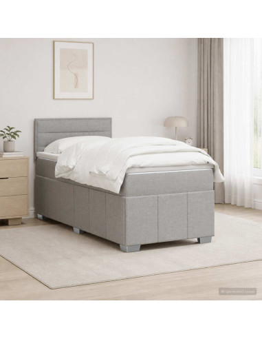 Letto box spring con materasso Grigio Chiaro 100 x 200 cm