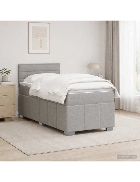 Letto box spring con materasso Grigio Chiaro 100 x 200 cm