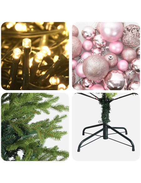 Albero di Natale Artificiale con Palline 210 cm 300 LED