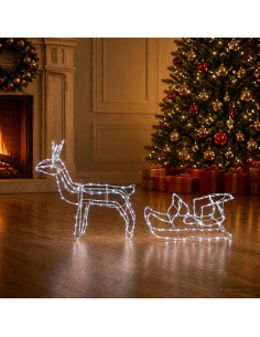Decorazione natalizia con renna e slitta LOVIISA 240 LED