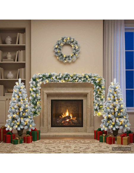 Albero di Natale Mini 120 cm 175 LED Bianco caldo PVC Bianco