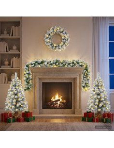 Albero di Natale Mini 90 cm 125 LED Bianco caldo PVC Bianco