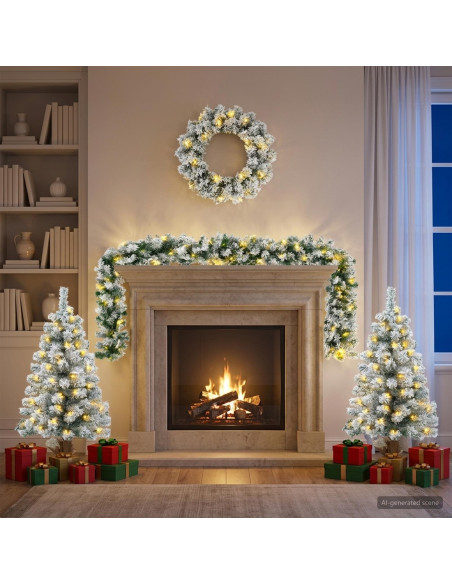Albero di Natale Mini 90 cm 125 LED Bianco caldo PVC Bianco