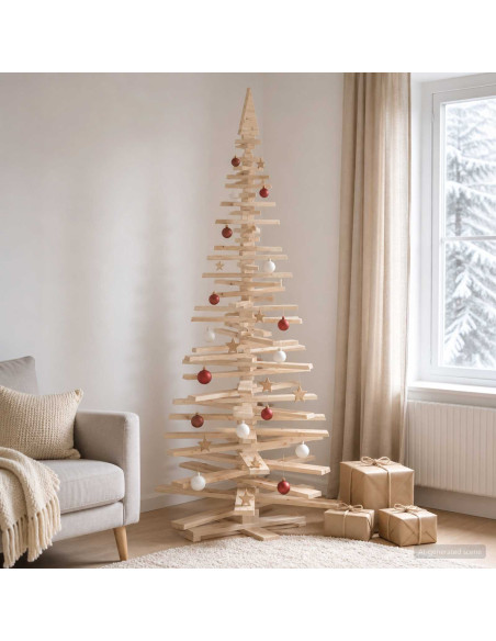 Albero di Natale in legno KOTKA 240 cm Legno Massello di Pino