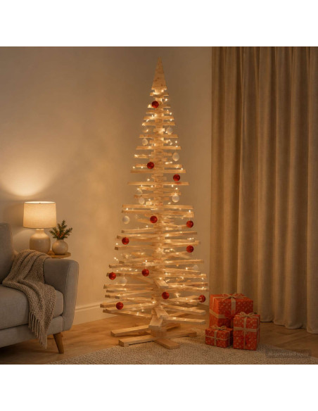 Albero di Natale in legno KOTKA 240 cm Legno Massello di Pino