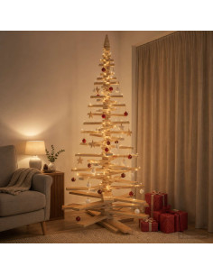 Albero di Natale in legno KOTKA 210 cm Legno Massello di Pino