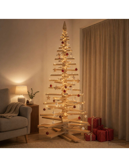Albero di Natale in legno KOTKA 210 cm Legno Massello di Pino