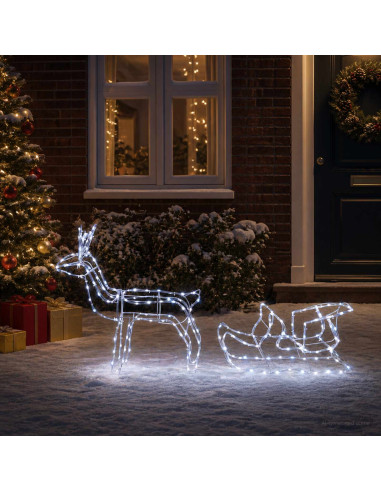 Decorazione natalizia con renna e slitta LOVIISA 240 LED