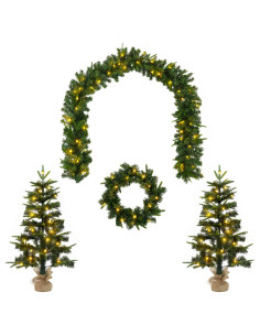 Albero di Natale Mini 90 cm 125 LED Bianco caldo PVC e PE Verde 2