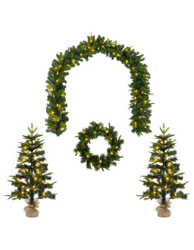 Albero di Natale Mini 90 cm 125 LED Bianco caldo PVC e PE Verde