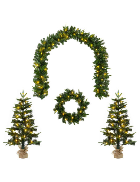 Albero di Natale Mini 90 cm 125 LED Bianco caldo PVC e PE Verde