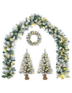 Albero di Natale Mini 45 cm 100 LED Bianco caldo PVC Bianco 2