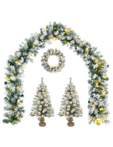 Albero di Natale Mini 45 cm 100 LED Bianco caldo PVC Bianco