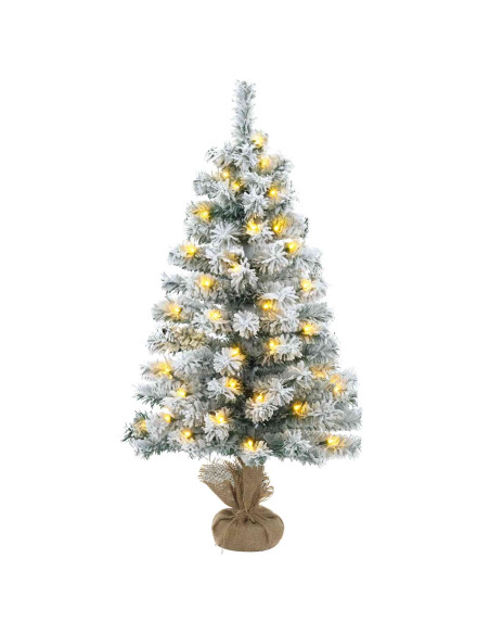 Albero di Natale Mini 45 cm 100 LED Bianco caldo PVC Bianco