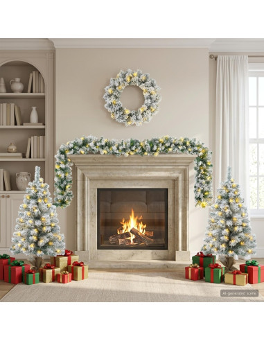Albero di Natale Mini 90 cm 125 LED Bianco caldo PVC Bianco